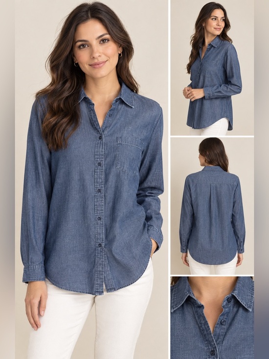 Liz Claiborne Tops - Liz Claiborne women's long-sleeve chambray button-down shirt.Size Large